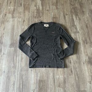 Hollister Men’s Charcoal Grey Long Sleeve Thermal Shirt Size Small